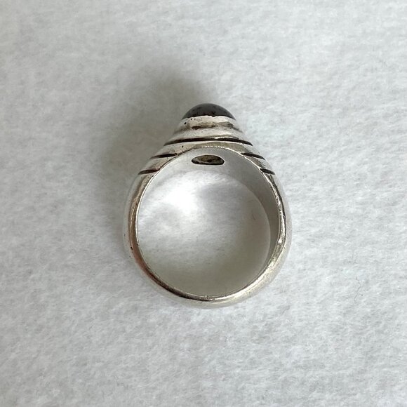 Solid Sterling Silver 925 Unisex Oval Dendritic Fern Agate Wide Band Ring Sz 8.5 - Picture 6 of 16